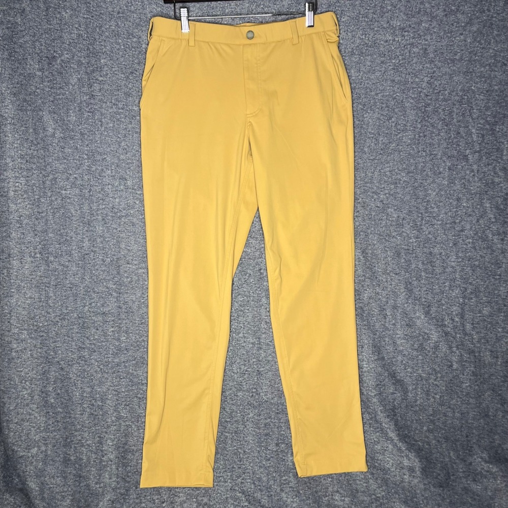 Redvanly Mens Golf Pants Mustard Yellow Stretch Performance Trousers Size M